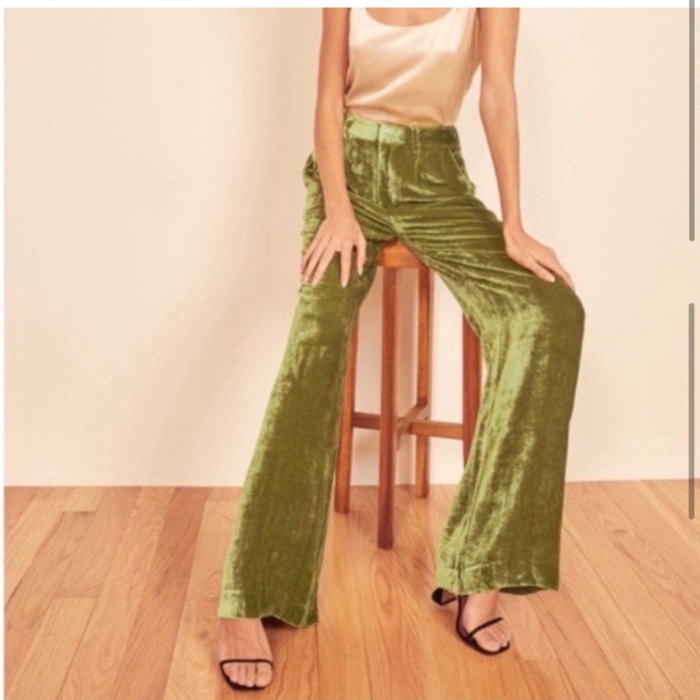 Reformation wes green velvet pants